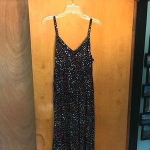 Lovely Floral Old Navy Midi Dress Navy Adjustable Spaghetti Straps Size Large T